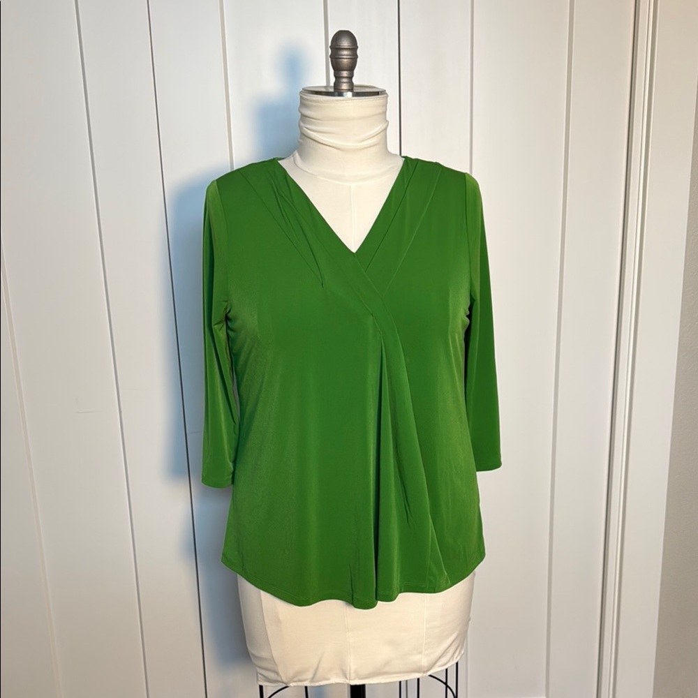 Lane Bryant Vibrant Green V-Neck Blouse